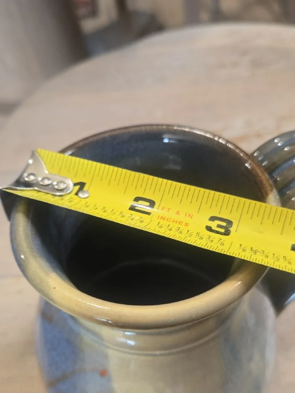 Handmade Ceramic Coffee Mug in Blue, Yellow And Brown Glaze